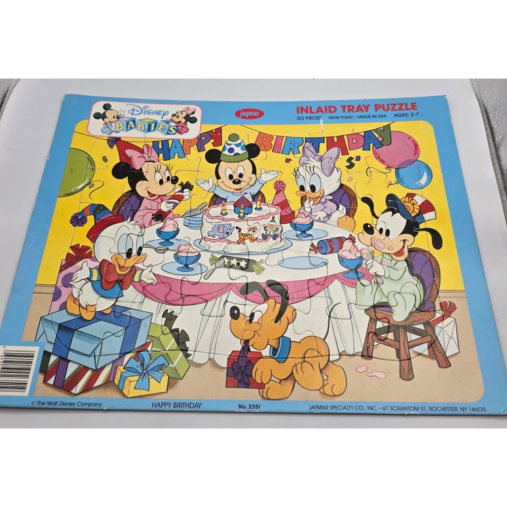 Jaymar Disney Babies Inlaid Tray Puzzle Blue Vintage 30pc No 2351 Mickey Mouse